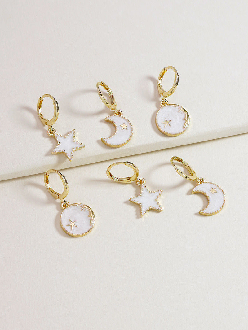 Fashion Stars and Moon Earth Alloy Earrings - Simple and Versatile Design