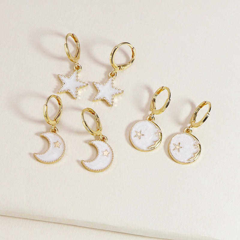 Fashion Stars and Moon Earth Alloy Earrings - Simple and Versatile Design