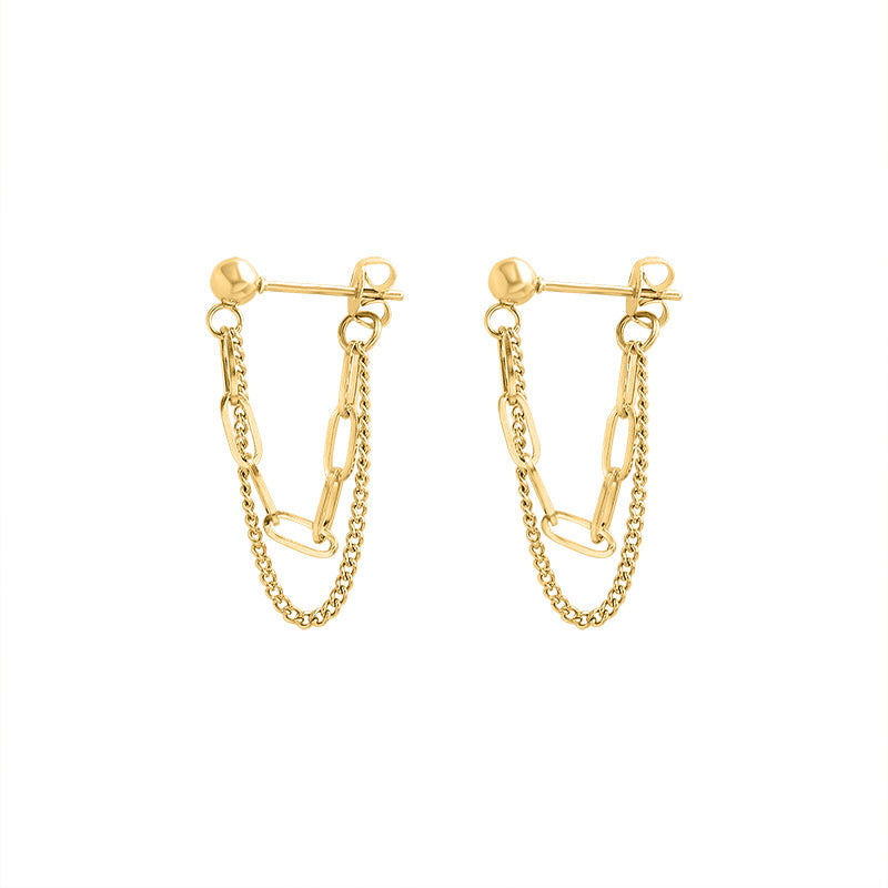 Fashion Geometric Tassel Chain Earrings - Vintage Design Metal Drop Earrings for Women