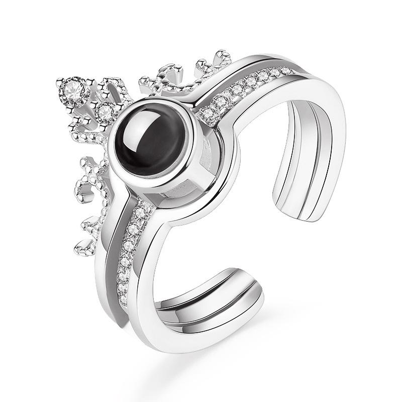 Fashion Crown 100 Languages I Love You Projection Adjustable Couple Ring