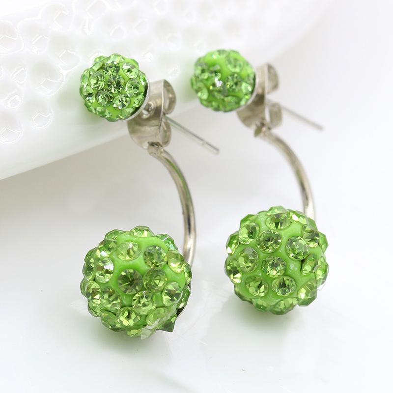 Alloy Crystal Ball Stud Earrings with Hypoallergenic Back挂 Design