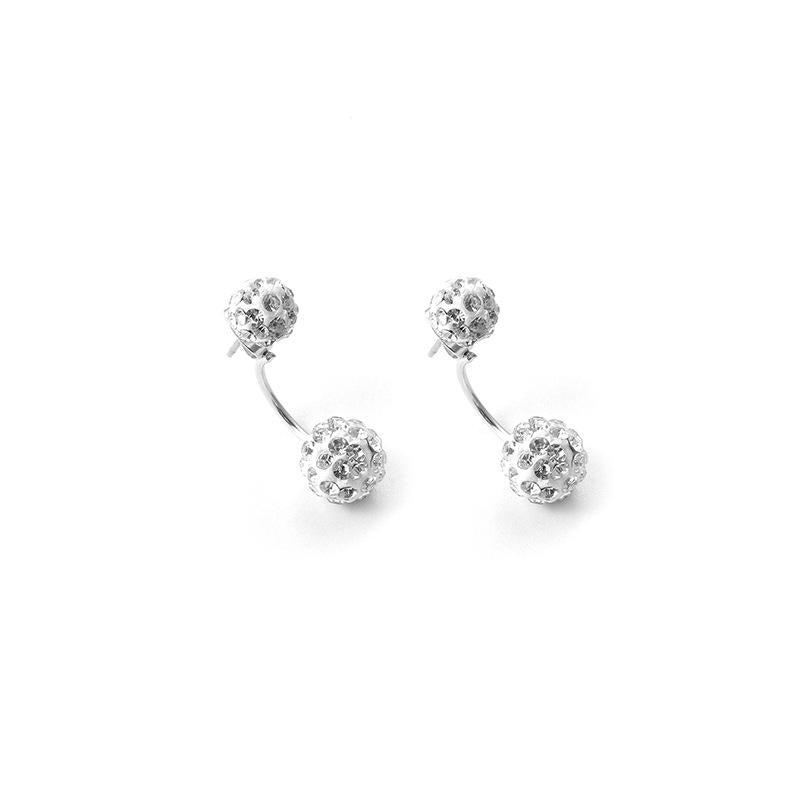 Alloy Crystal Ball Stud Earrings with Hypoallergenic Back挂 Design