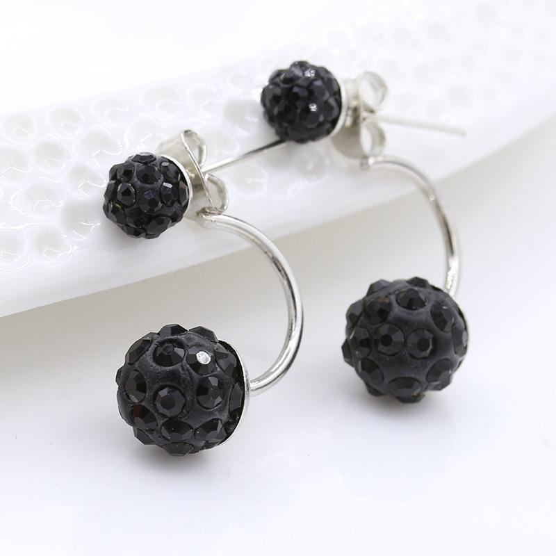 Alloy Crystal Ball Stud Earrings with Hypoallergenic Back挂 Design