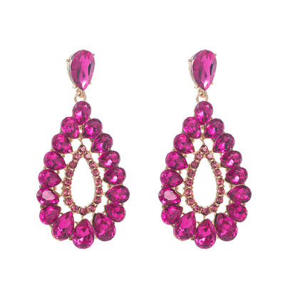 Fashion Alloy Colorful Glass Teardrop Earrings
