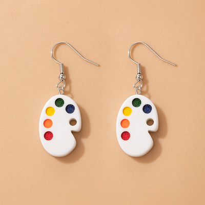 Colorful Geometric Resin Palette Earrings with Alloy Ear Hooks