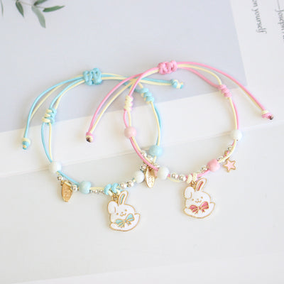 Fashion Animal Alloy Beaded Enamel Rabbit Bracelet for Women and Couples