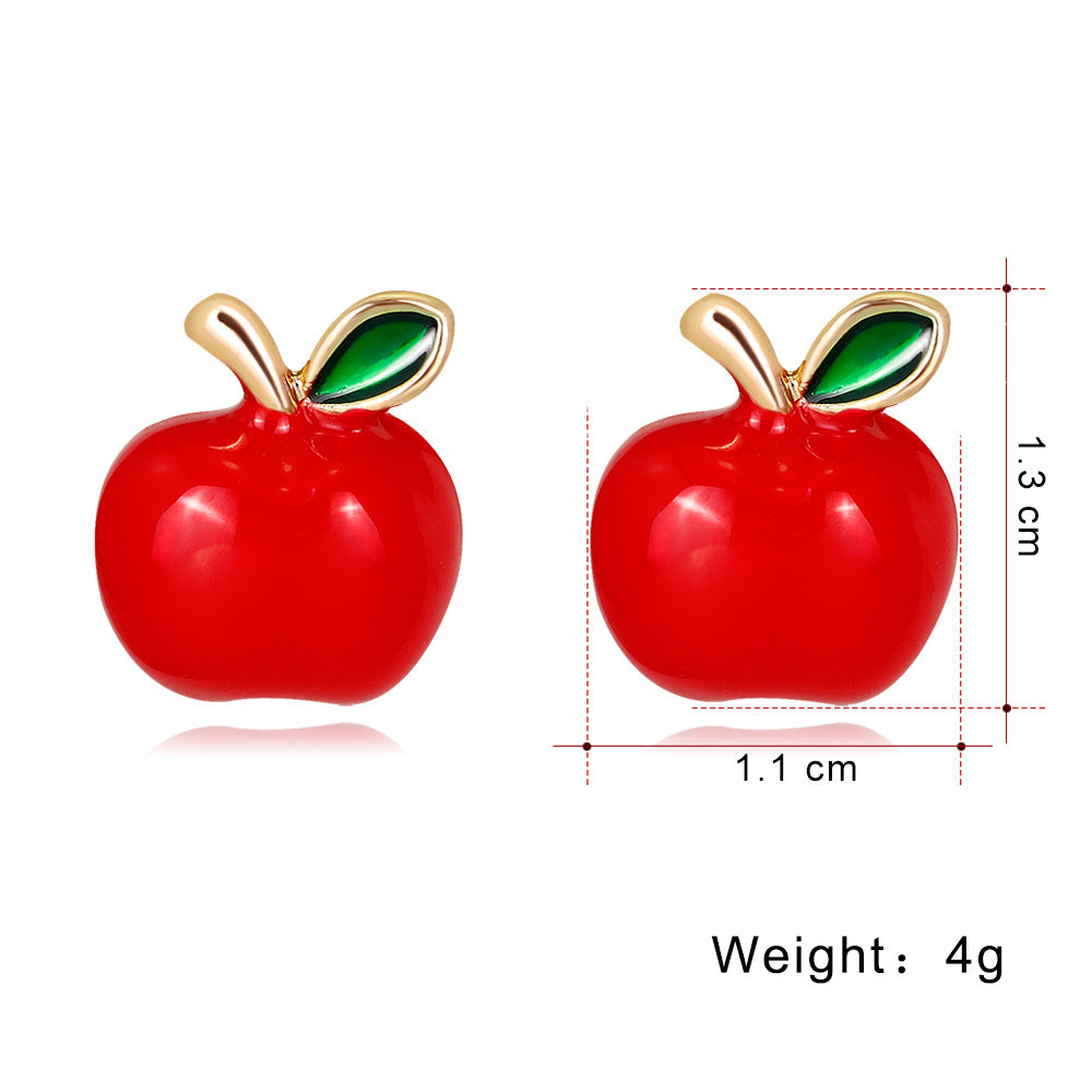 Christmas Apple Enamel Alloy Drop Earrings for Women