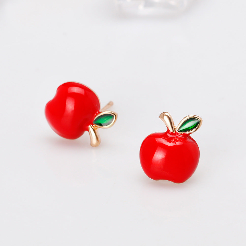 Christmas Apple Enamel Alloy Drop Earrings for Women