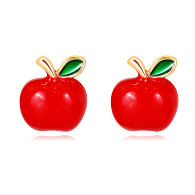 Christmas Apple Enamel Alloy Drop Earrings for Women