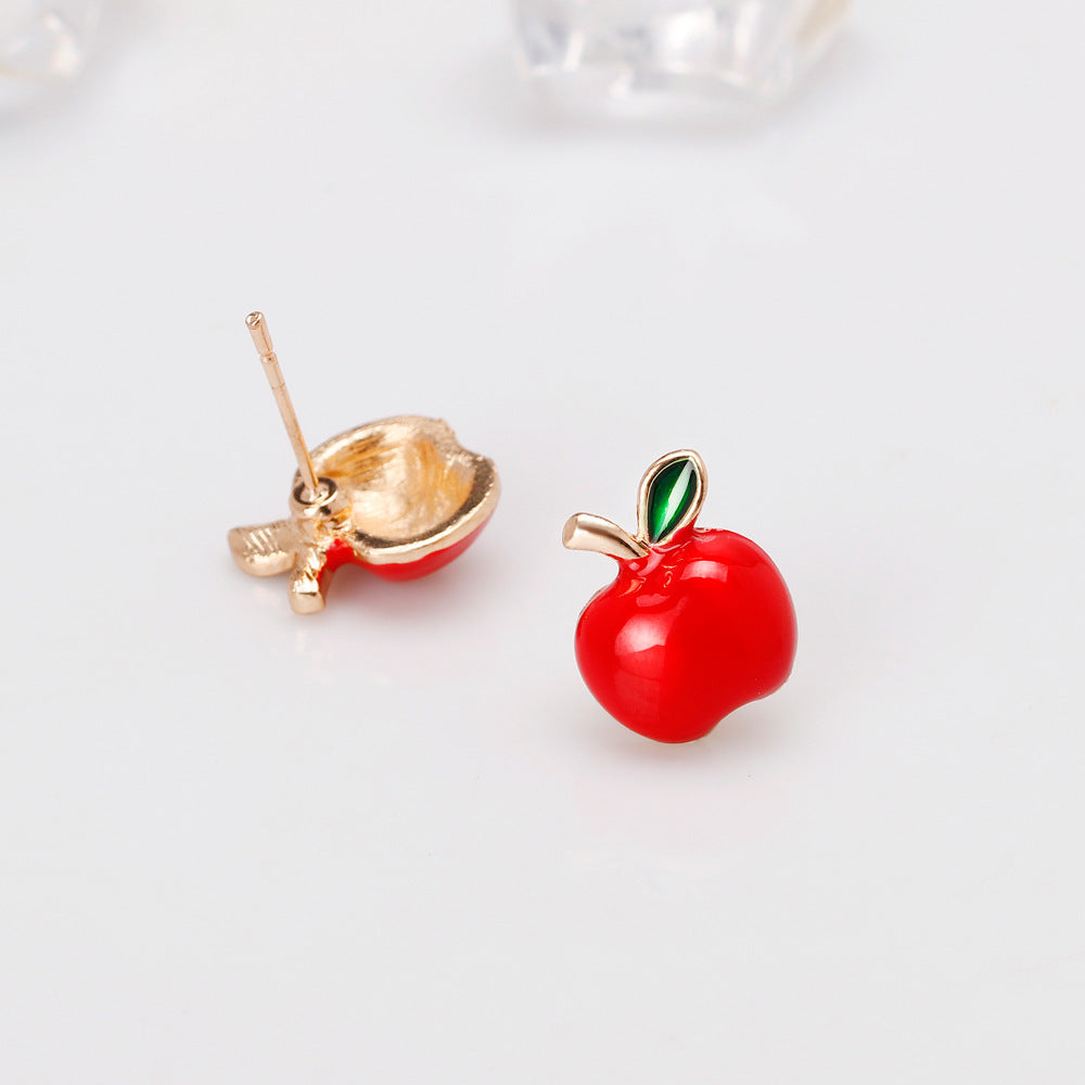 Christmas Apple Enamel Alloy Drop Earrings for Women