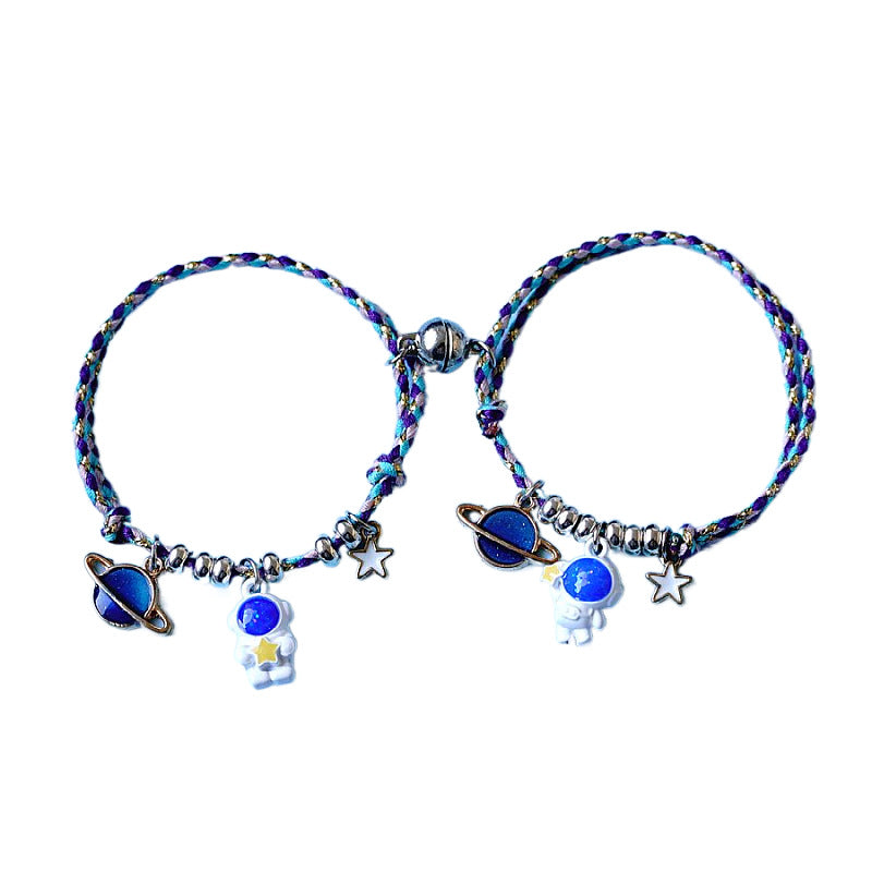 Fashion Astronaut Star and Moon Alloy Knitting Bracelets Set