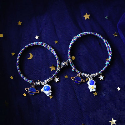 Fashion Astronaut Star and Moon Alloy Knitting Bracelets Set