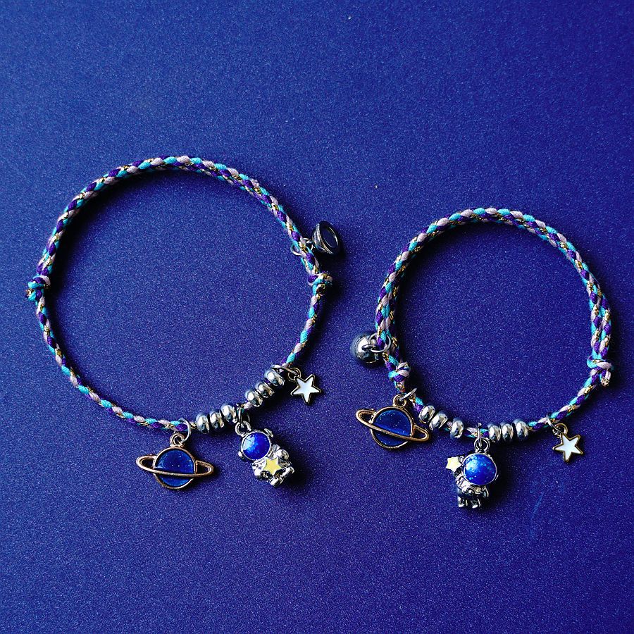 Fashion Astronaut Star and Moon Alloy Knitting Bracelets Set