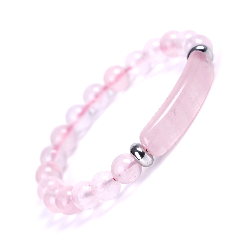 Natural Stone Beaded Bracelet with Rose Quartz and Tiger Eye