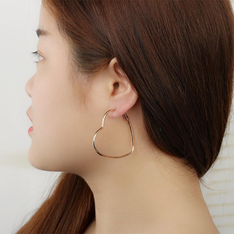 Large Geometric Heart Hoop Earrings - Fashion Statement Jewelry
