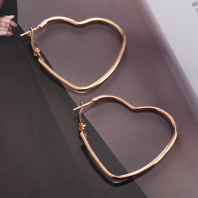 Large Geometric Heart Hoop Earrings - Fashion Statement Jewelry
