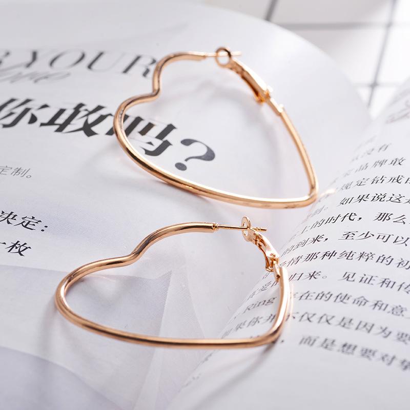 Large Geometric Heart Hoop Earrings - Fashion Statement Jewelry