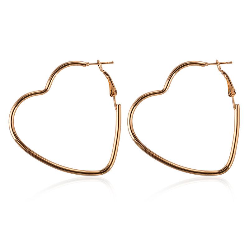 Large Geometric Heart Hoop Earrings - Fashion Statement Jewelry