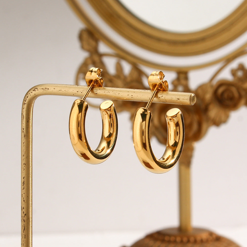 Fashion Large Hoop Earrings Hollow Stainless Steel Statement Earrings