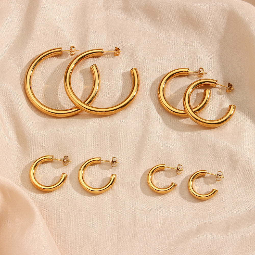 Fashion Large Hoop Earrings Hollow Stainless Steel Statement Earrings