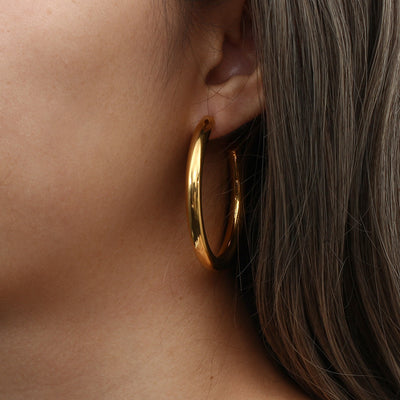 Fashion Large Hoop Earrings Hollow Stainless Steel Statement Earrings