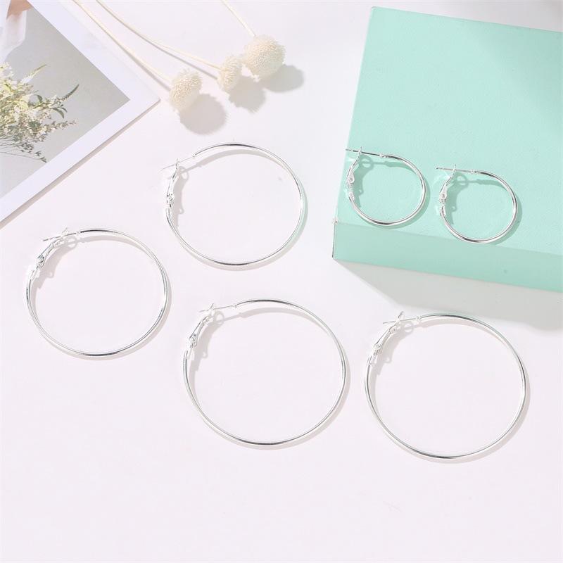 Fashion Geometric Circle Hoop Earrings Set - 6 Pieces