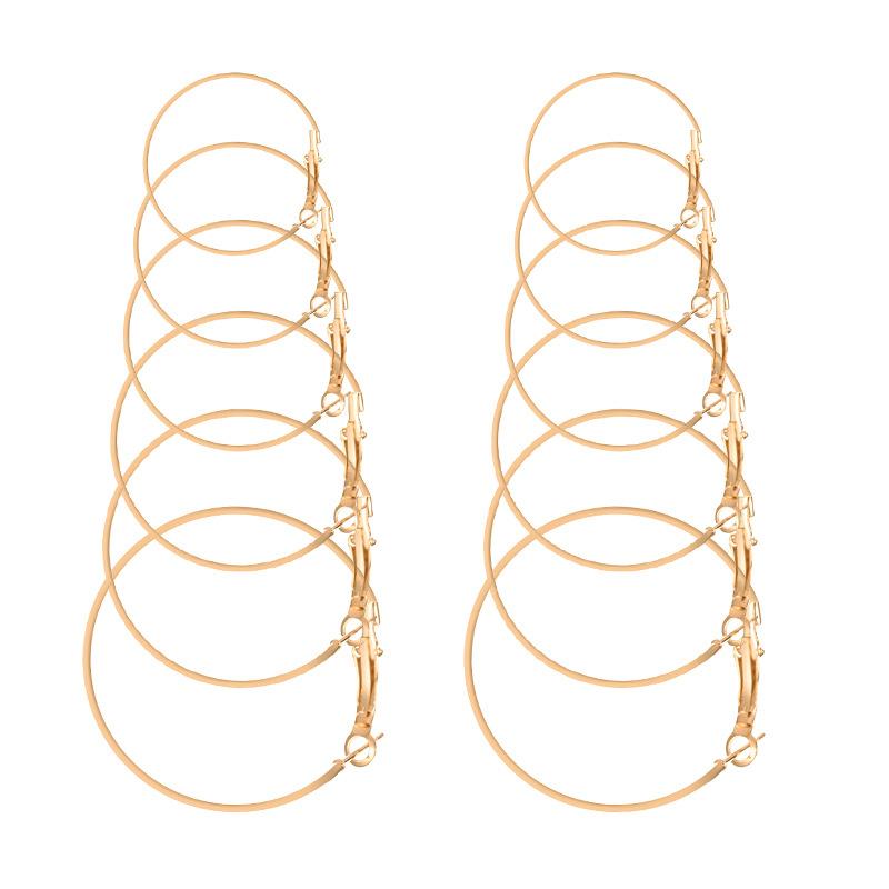 Fashion Geometric Circle Hoop Earrings Set - 6 Pieces