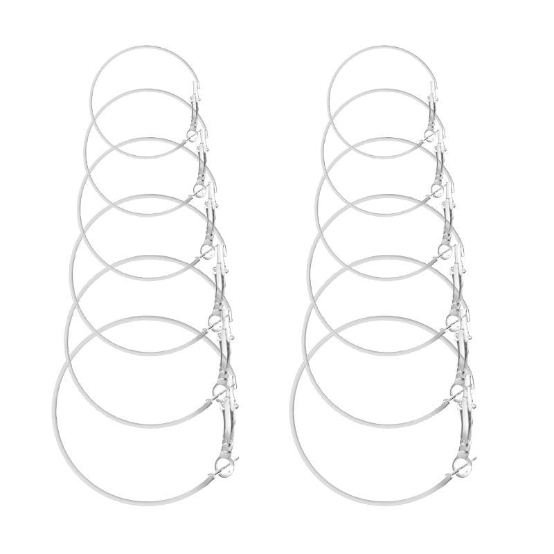 Fashion Geometric Circle Hoop Earrings Set - 6 Pieces