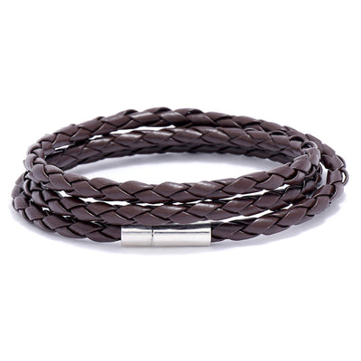 Fashion Braided Leather Multi-Loop Bracelet for Women and Friends Gift