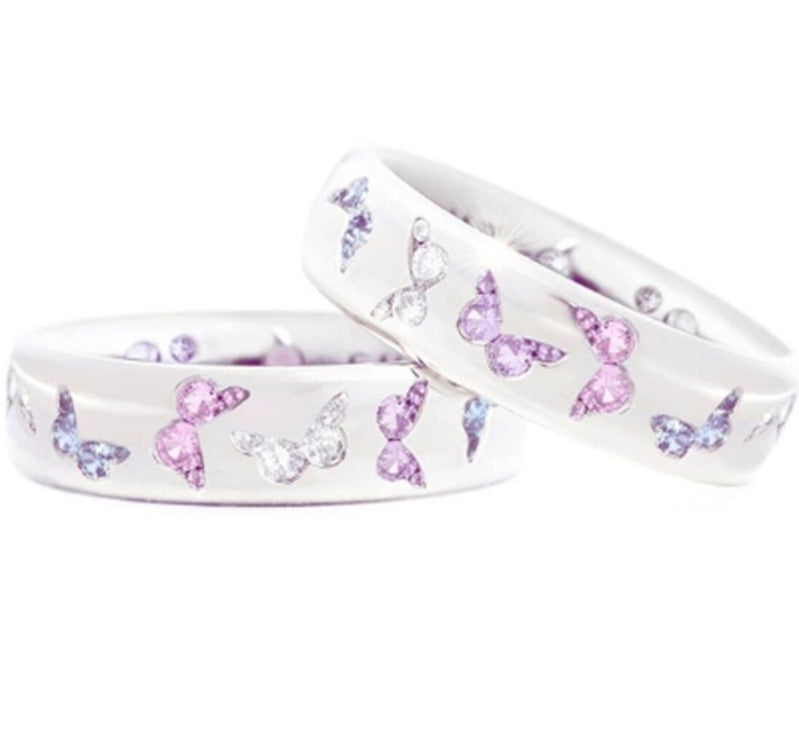 Fashion Butterfly Inlaid Multicolor Zircon Alloy Ring Cute Style