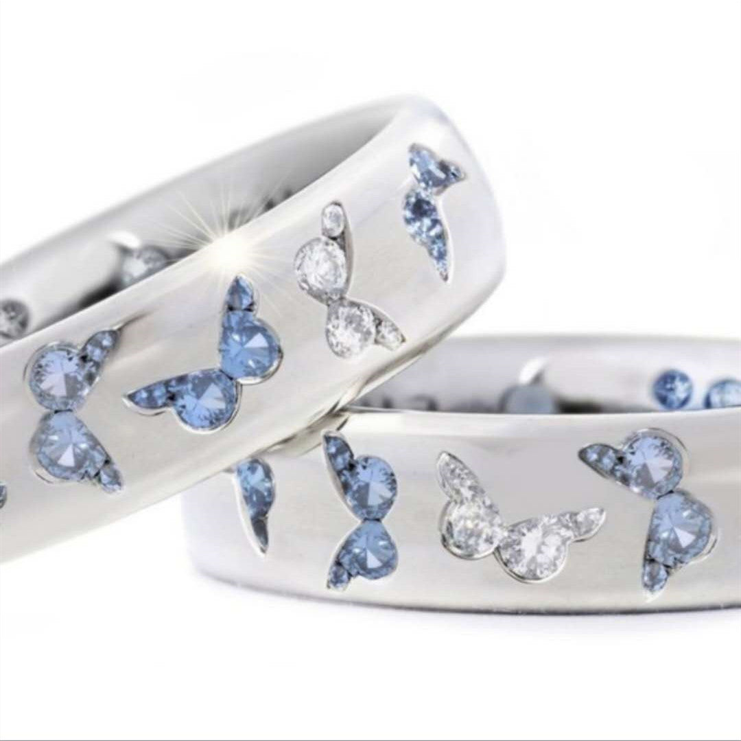 Fashion Butterfly Inlaid Multicolor Zircon Alloy Ring Cute Style