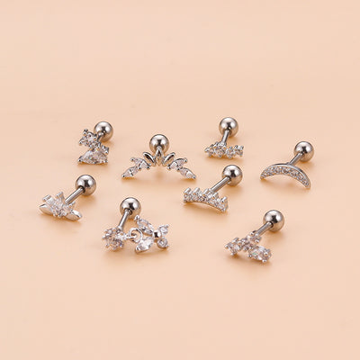 Butterfly Zircon Stainless Steel Double-Ended Ear Stud