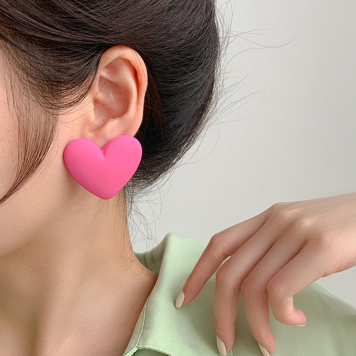 Candy Color Heart Stud Earrings - Macaron Multi-Color 925 Silver