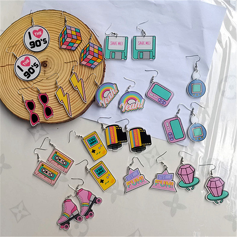 Retro Arcade Acrylic Drop Earrings for Women