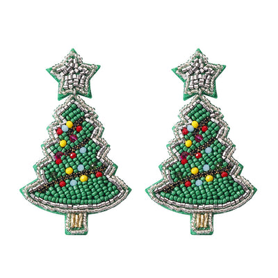 Fashion Christmas Tree Beaded Drop Earrings for Women