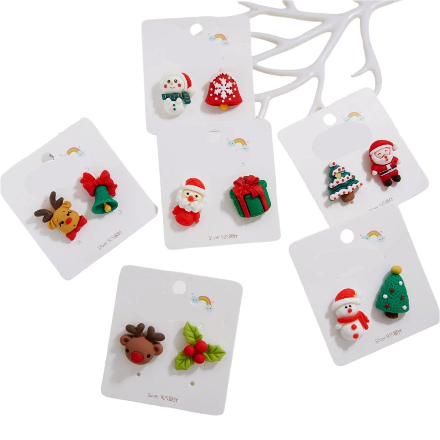 Fashion Creative Christmas Tree Santa Claus Snowman Asymmetric Earrings