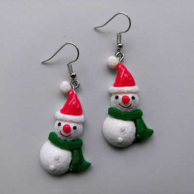 Fashion Christmas Tree Snowman Snowflake Alloy Resin Drop Earrings
