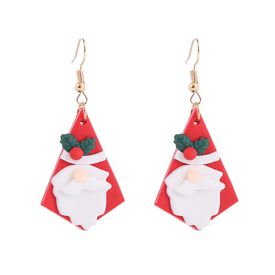 Fashion Christmas Tree Snowman Polymer Clay Women's Drop Earrings