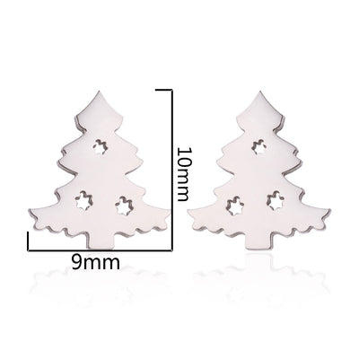 Fashion Minimalist Christmas Tree Stainless Steel Earrings for Women