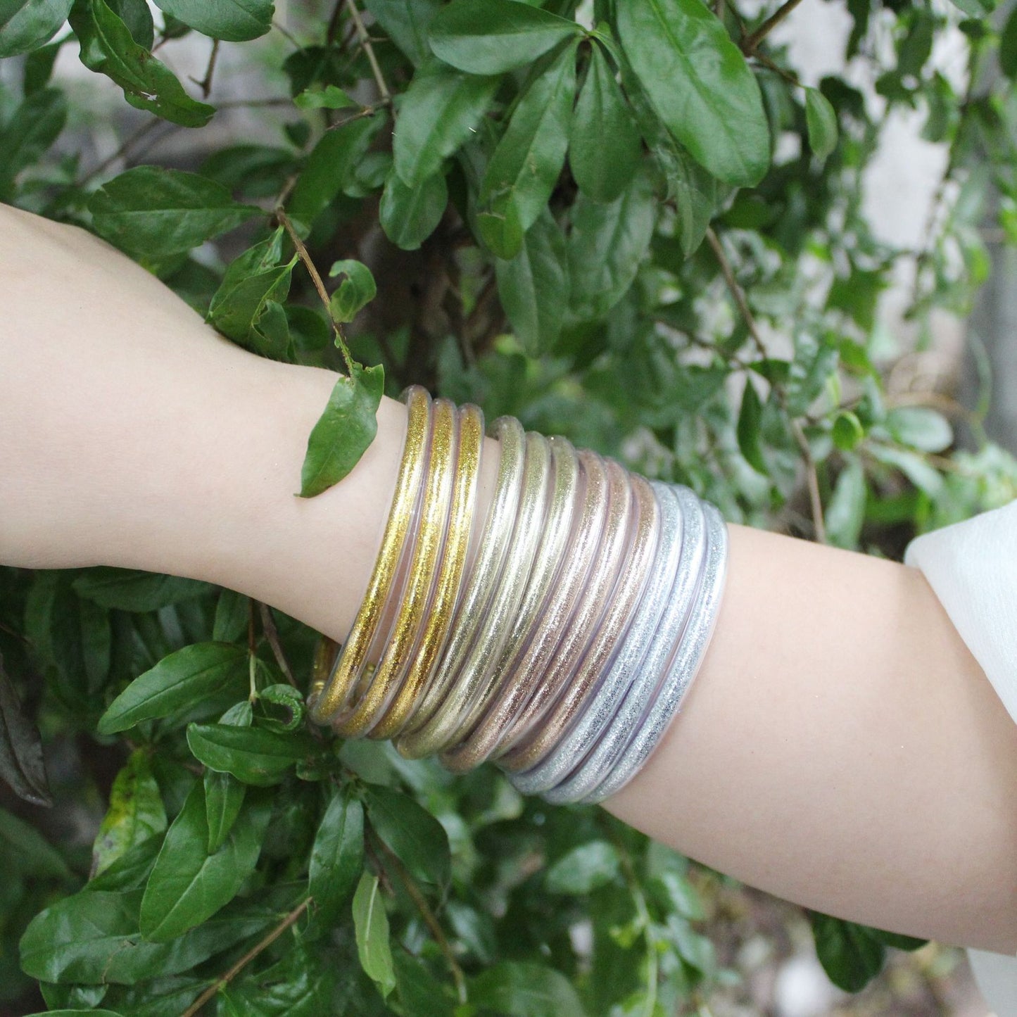 Fashion Multi-Layer Silicone Ribbon Glitter Women's Bangle Bracelet
