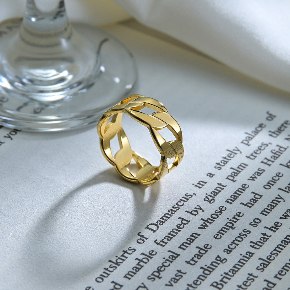 Fashion Circle Hollow Out Stainless Steel Chain Rings