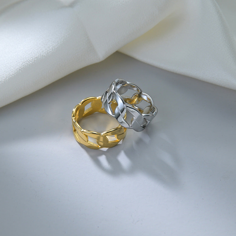 Fashion Circle Hollow Out Stainless Steel Chain Rings