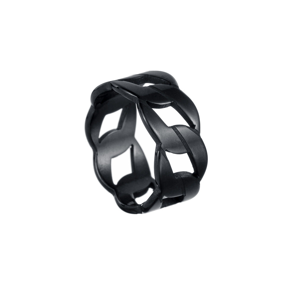 Fashion Circle Hollow Out Stainless Steel Chain Rings