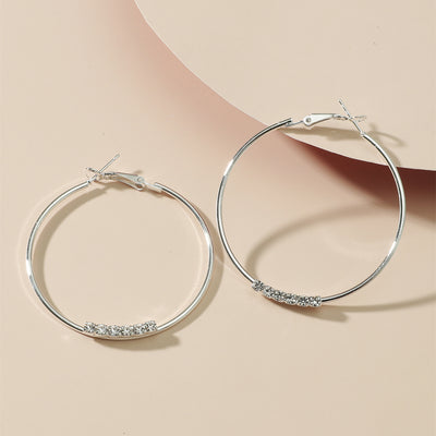 Fashion Statement Titanium Steel Rhinestone Inlay Large Hoop Earrings