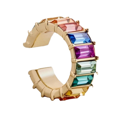 Fashion Vintage Colored Diamond C-shaped Ear Cuff Earrings