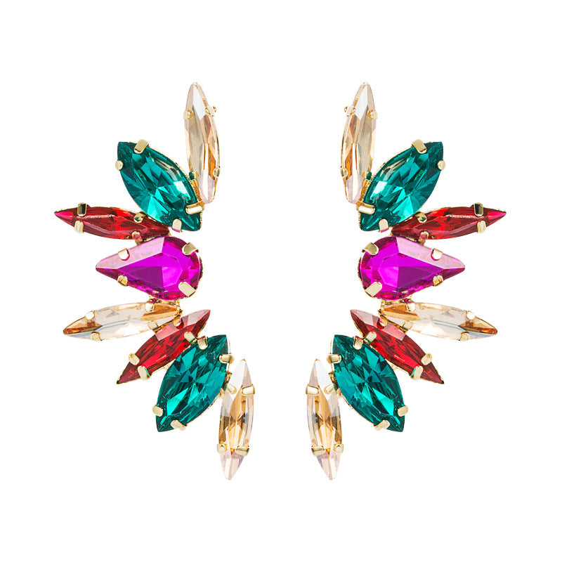 Fashion Colorful Rhinestone Flower Alloy Earrings with S925 Silver Needle