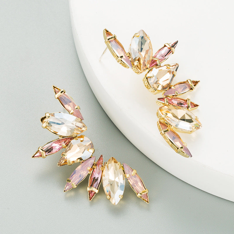 Fashion Colorful Rhinestone Flower Alloy Earrings with S925 Silver Needle