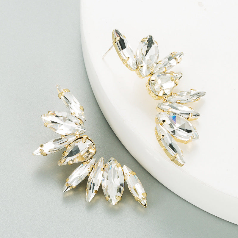 Fashion Colorful Rhinestone Flower Alloy Earrings with S925 Silver Needle