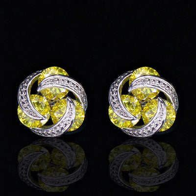 Fashion Colorful Zircon Mixed Copper Stud Earrings for Women