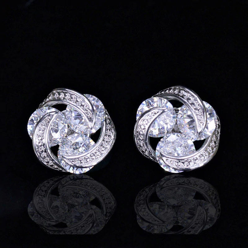 Fashion Colorful Zircon Mixed Copper Stud Earrings for Women